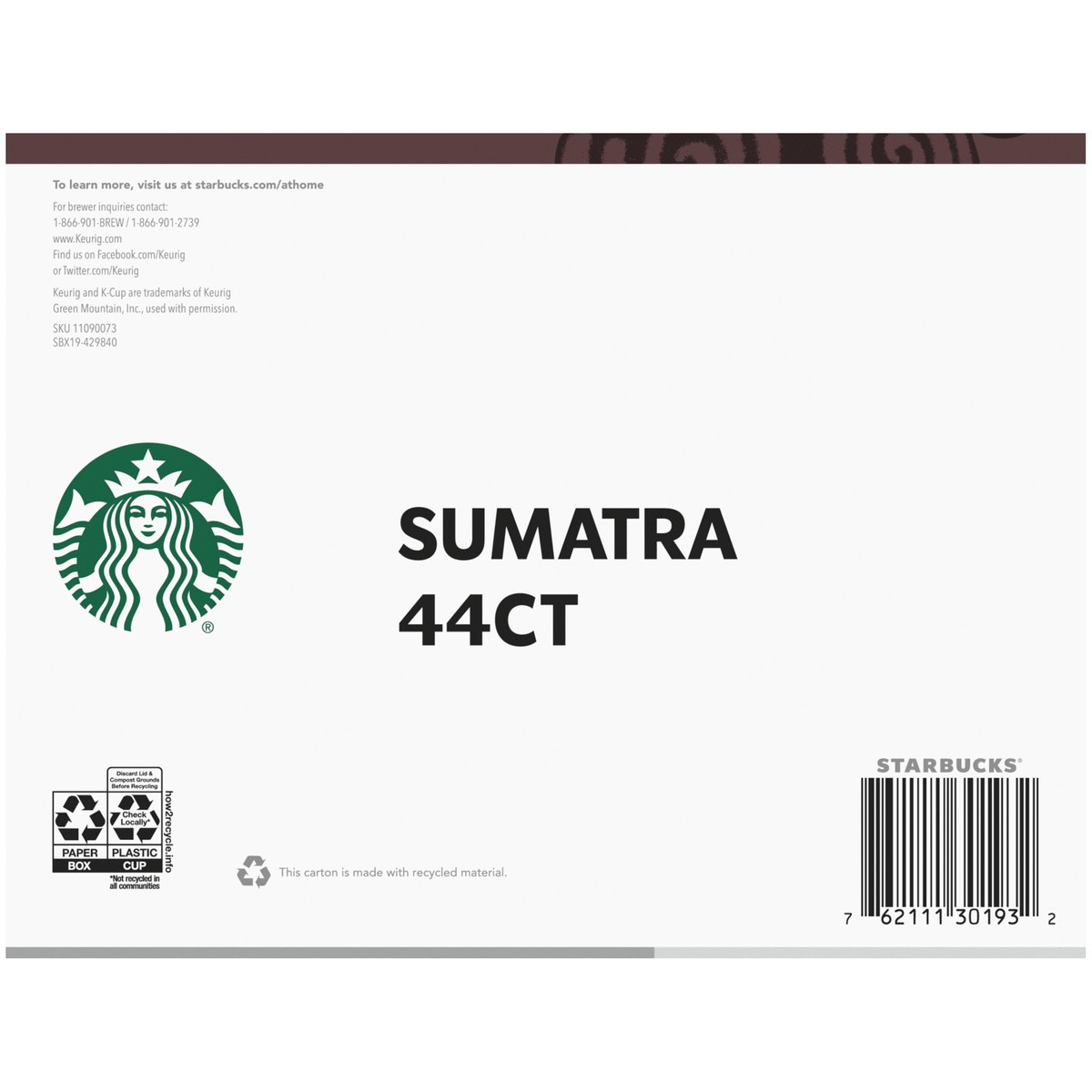 slide 6 of 9, Starbucks K-Cup Coffee Pods—Dark Roast Coffee—Sumatra—100% Arabica—1 box - 44 pk, 44 pk