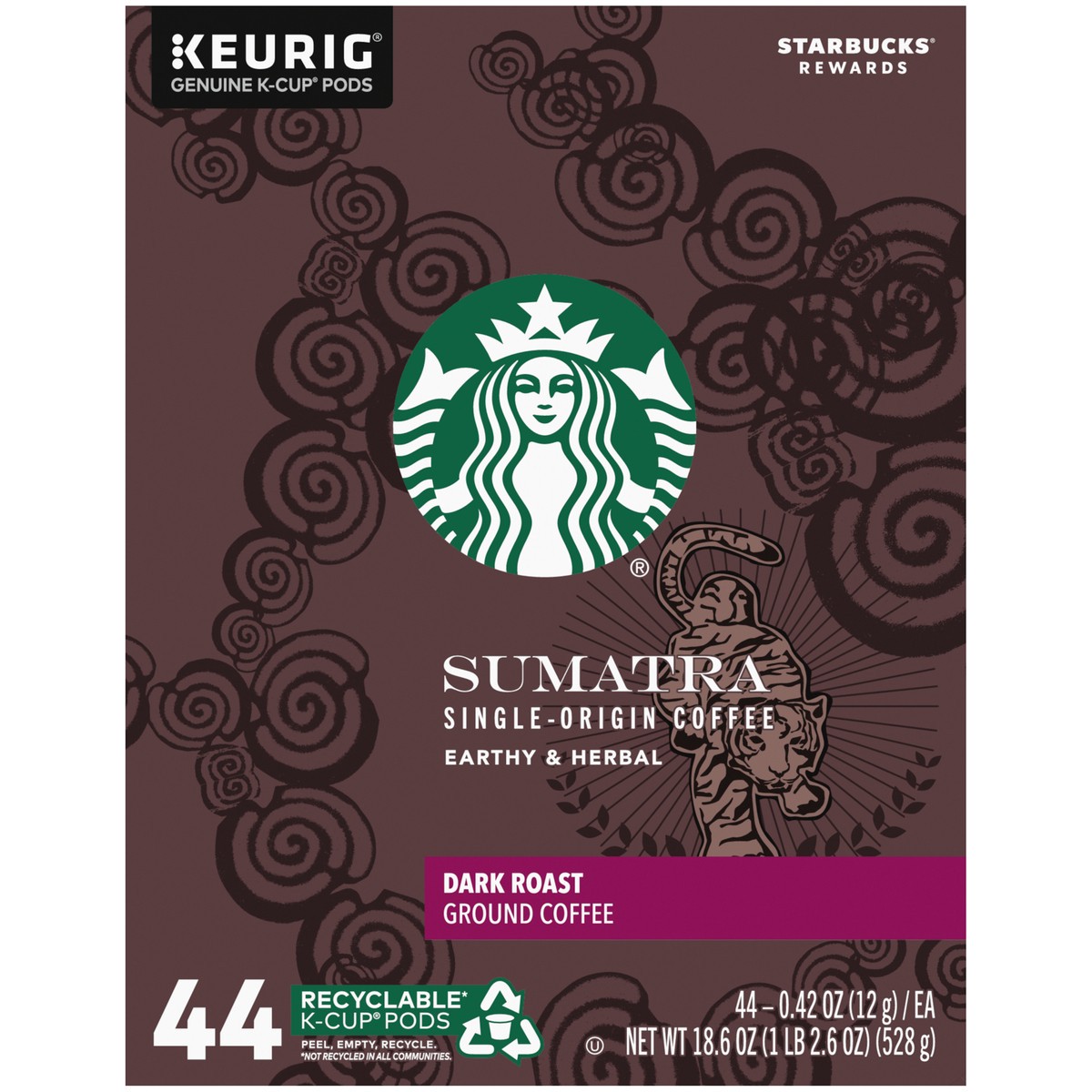 slide 7 of 9, Starbucks K-Cup Coffee Pods—Dark Roast Coffee—Sumatra—100% Arabica—1 box - 44 pk, 44 pk