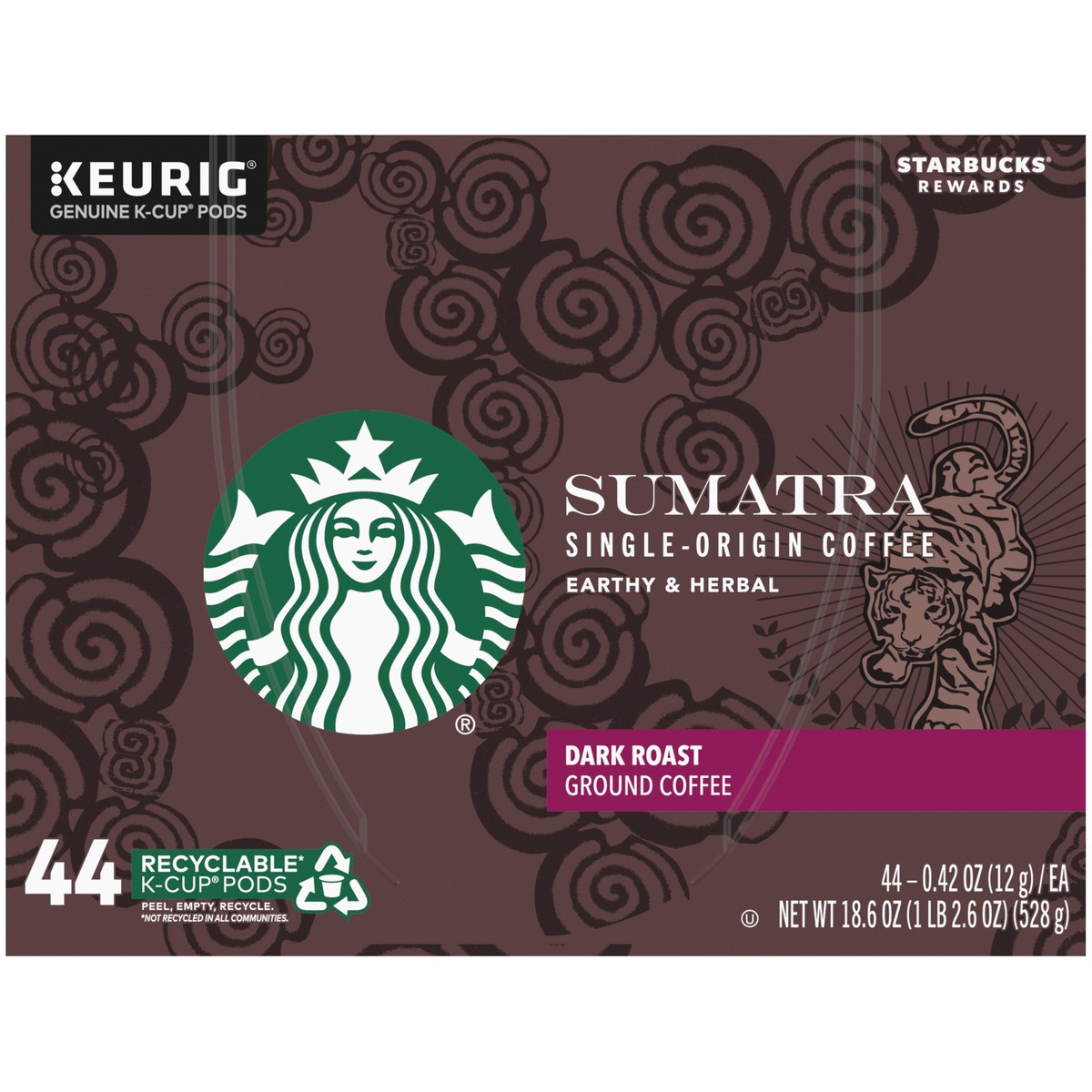 slide 8 of 9, Starbucks K-Cup Coffee Pods—Dark Roast Coffee—Sumatra—100% Arabica—1 box - 44 pk, 44 pk