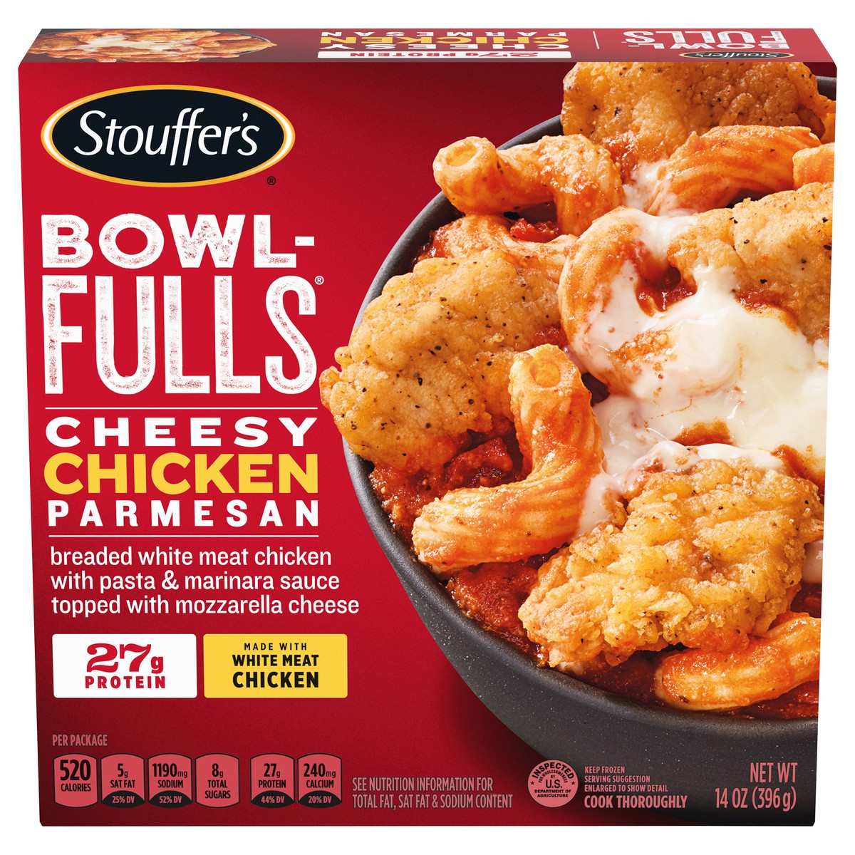 slide 1 of 9, Stouffer's Bowl-Fulls Cheesy Chicken Parmesan Frozen Meal, 14 oz