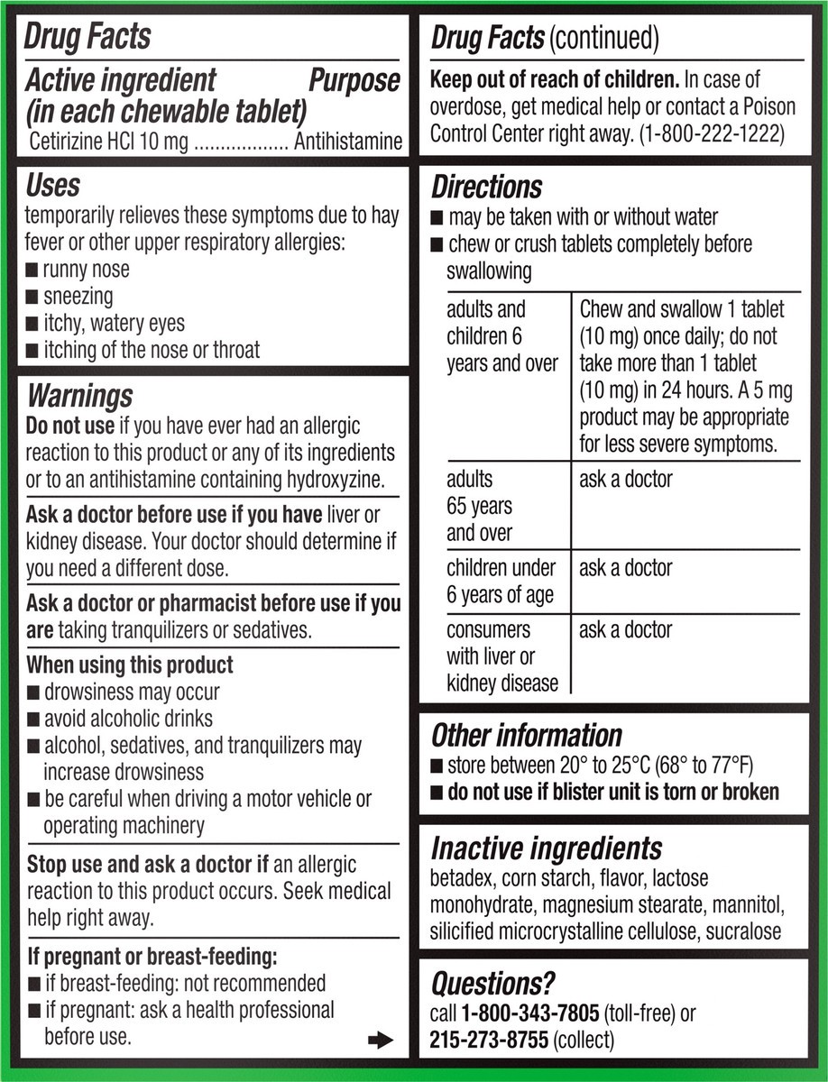 slide 7 of 7, Zyrtec Children's Zyrtec Allergy Dye-Free Chewables 6 Years & Older Grape Flavor 24 Count, 24 ct