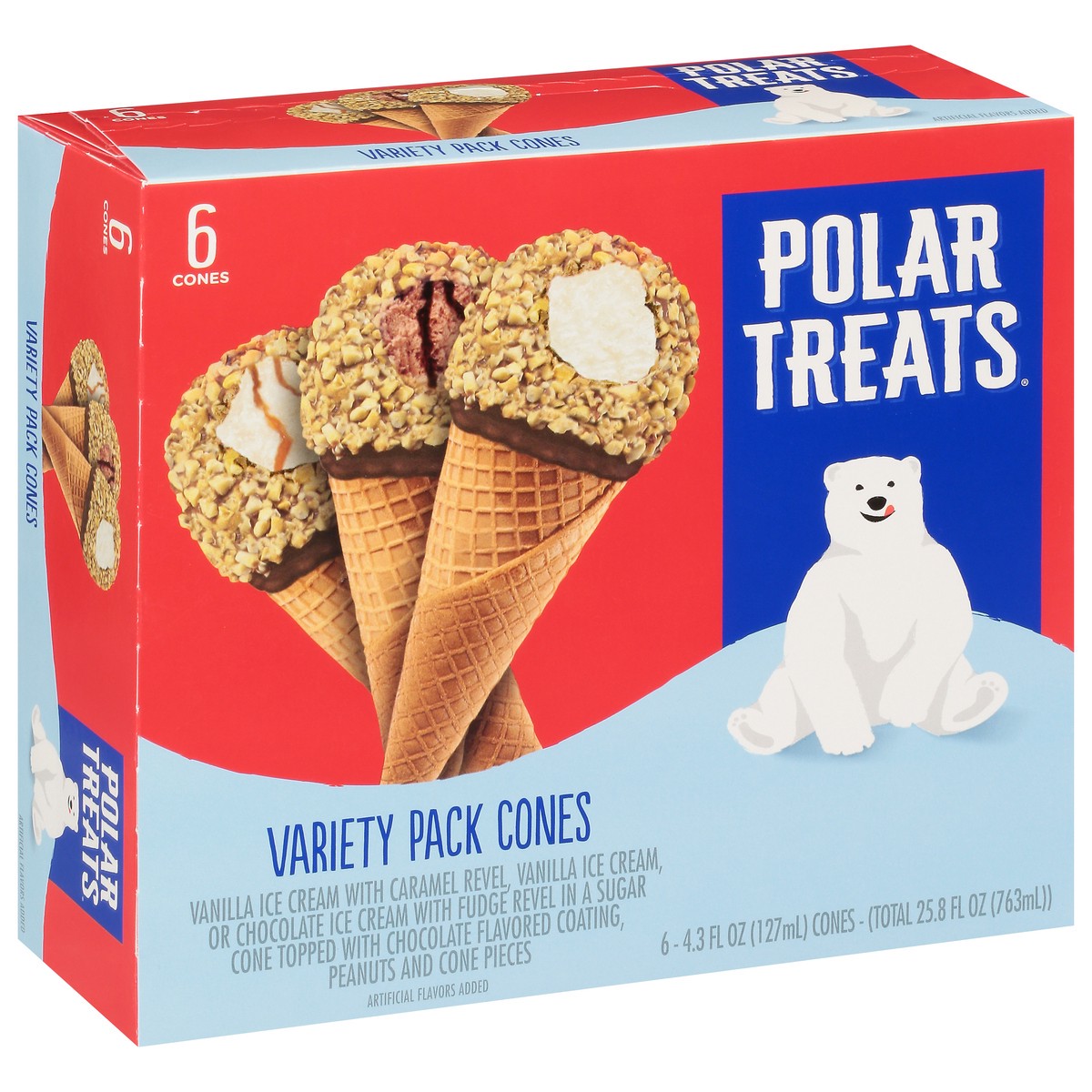 slide 1 of 9, Polar Treats Variety Pack Ice Cream Cone, 6pk, 6 ct