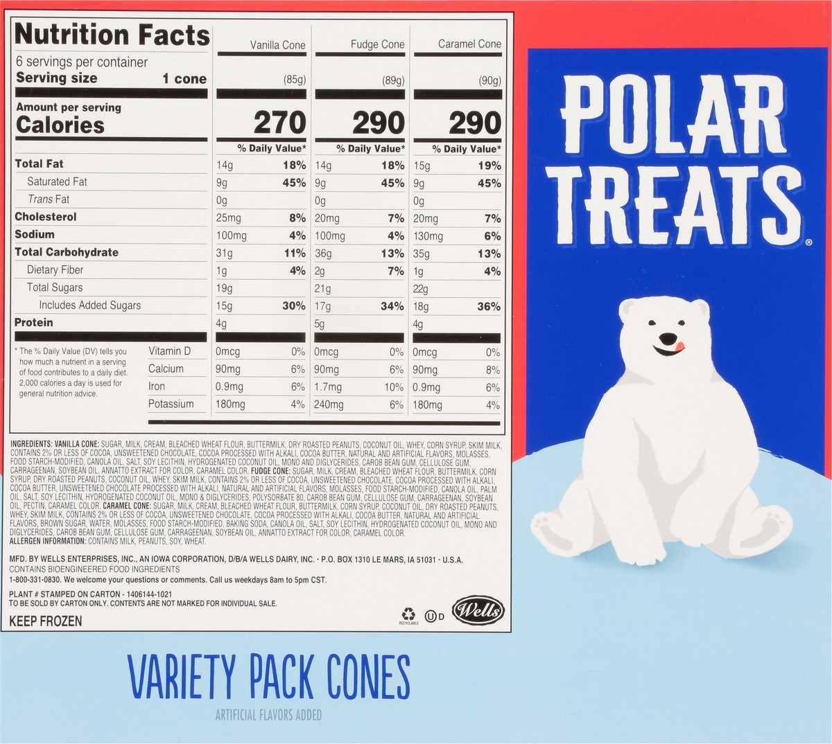 slide 5 of 9, Polar Treats Variety Pack Ice Cream Cone, 6pk, 6 ct