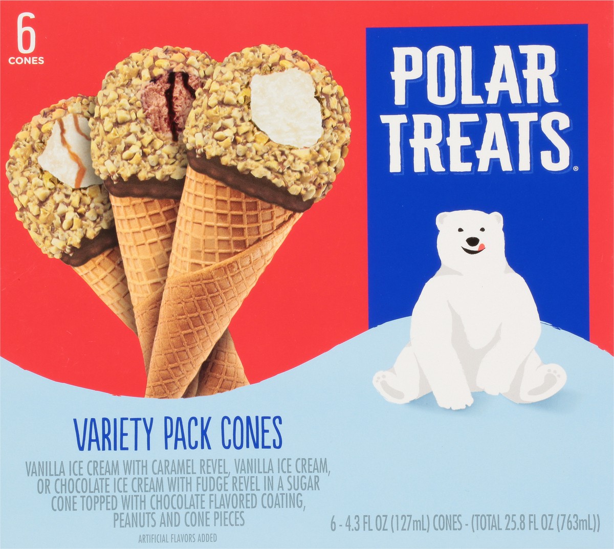 slide 6 of 9, Polar Treats Variety Pack Ice Cream Cone, 6pk, 6 ct