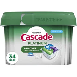 Cascade Platinum Action Pacs, Dishwasher Detergent, Fresh, 34 Count