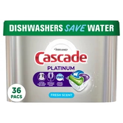 Cascade Platinum Dishwasher Pods, Dishwasher Detergent, Dish Detergent Soap, Fresh, 34 Count