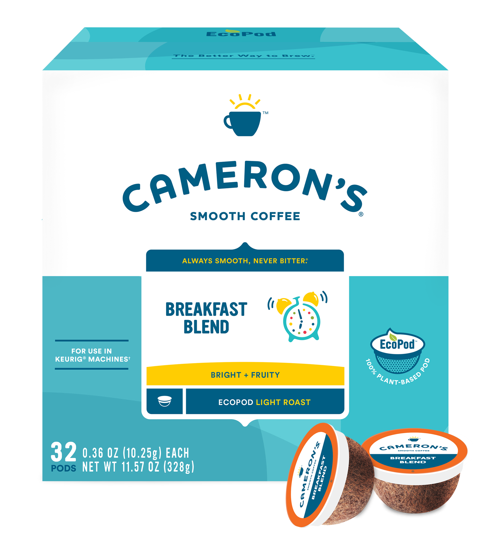 slide 1 of 9, Cameron's Coffee Single Serve Pods, Breakfast Blend, 32 Count, 32 ct