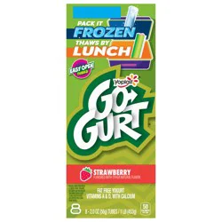 Go-GURT Strawberry Kids Fat Free Yogurt, Gluten Free, 2 oz Yogurt Tubes (8 Count)