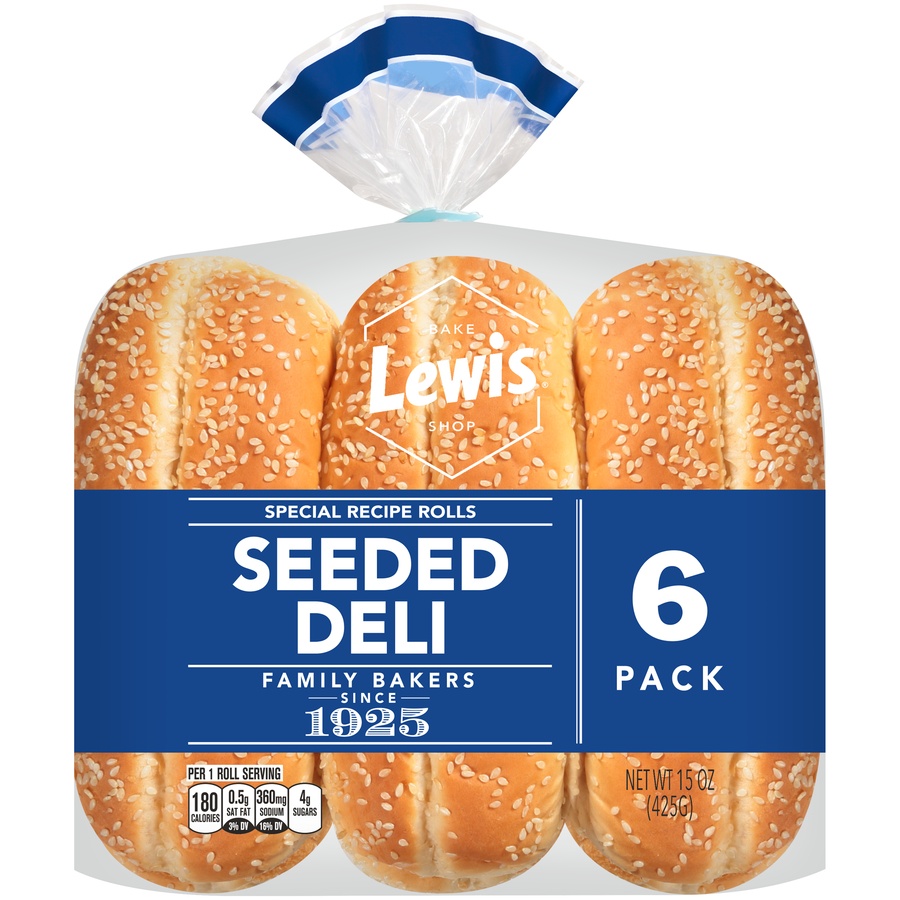 slide 1 of 8, Lewis Bakeries Seeded Deli Bun, 6 ct