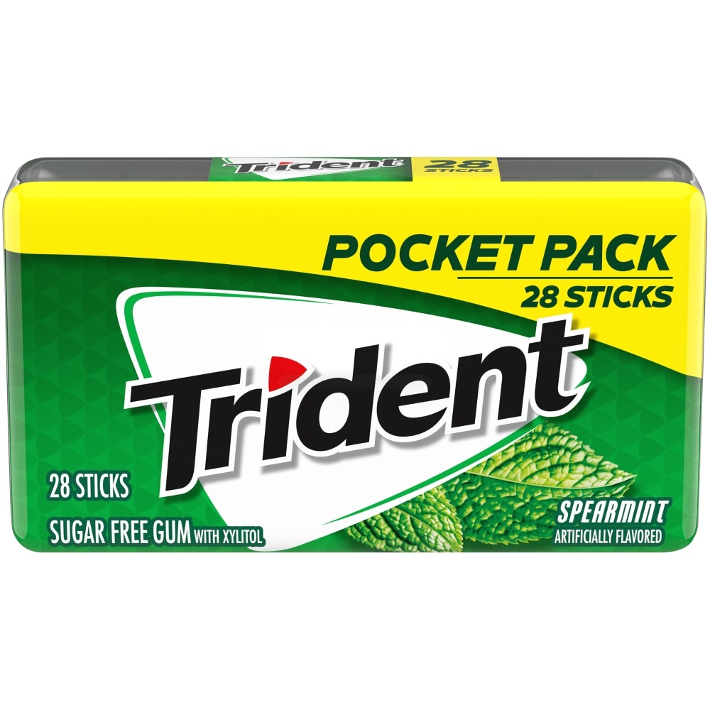 slide 1 of 1, Trident Spearmint Pocket Pack 1.8oz, 28 ct