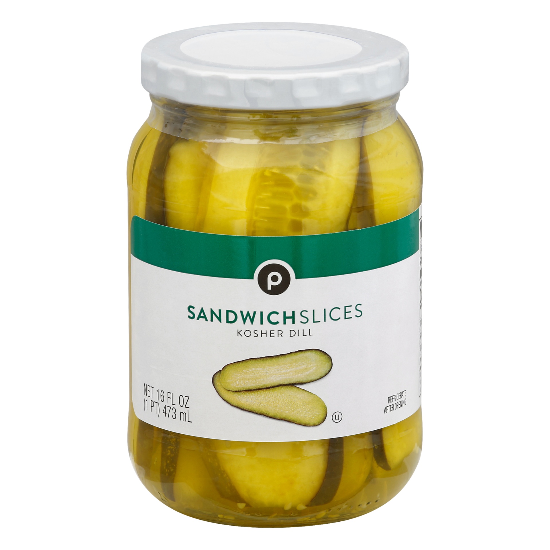 slide 1 of 1, Publix Sandwich Slices Kosher Dill Pickles, 16 oz