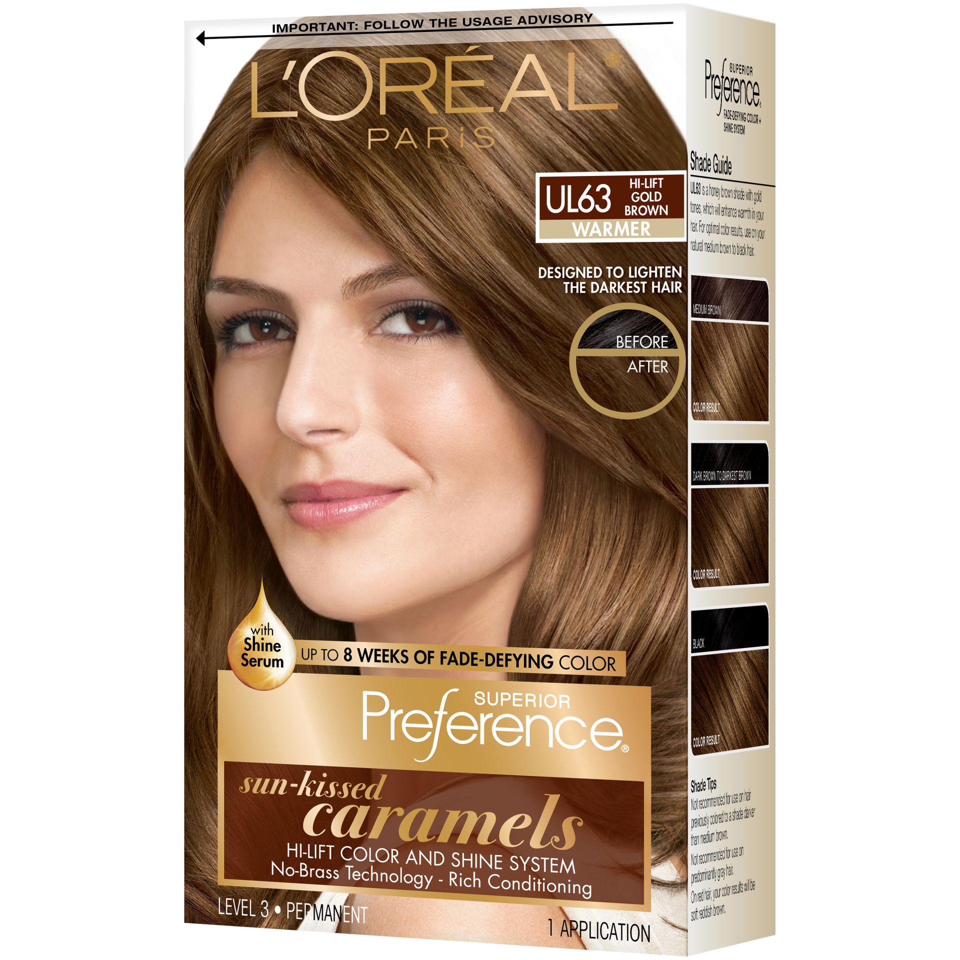 slide 4 of 8, L'Oréal Superior Preference Sun-Kissed Caramels - UL63 Hi-Lift Gold Brown, 1 ct