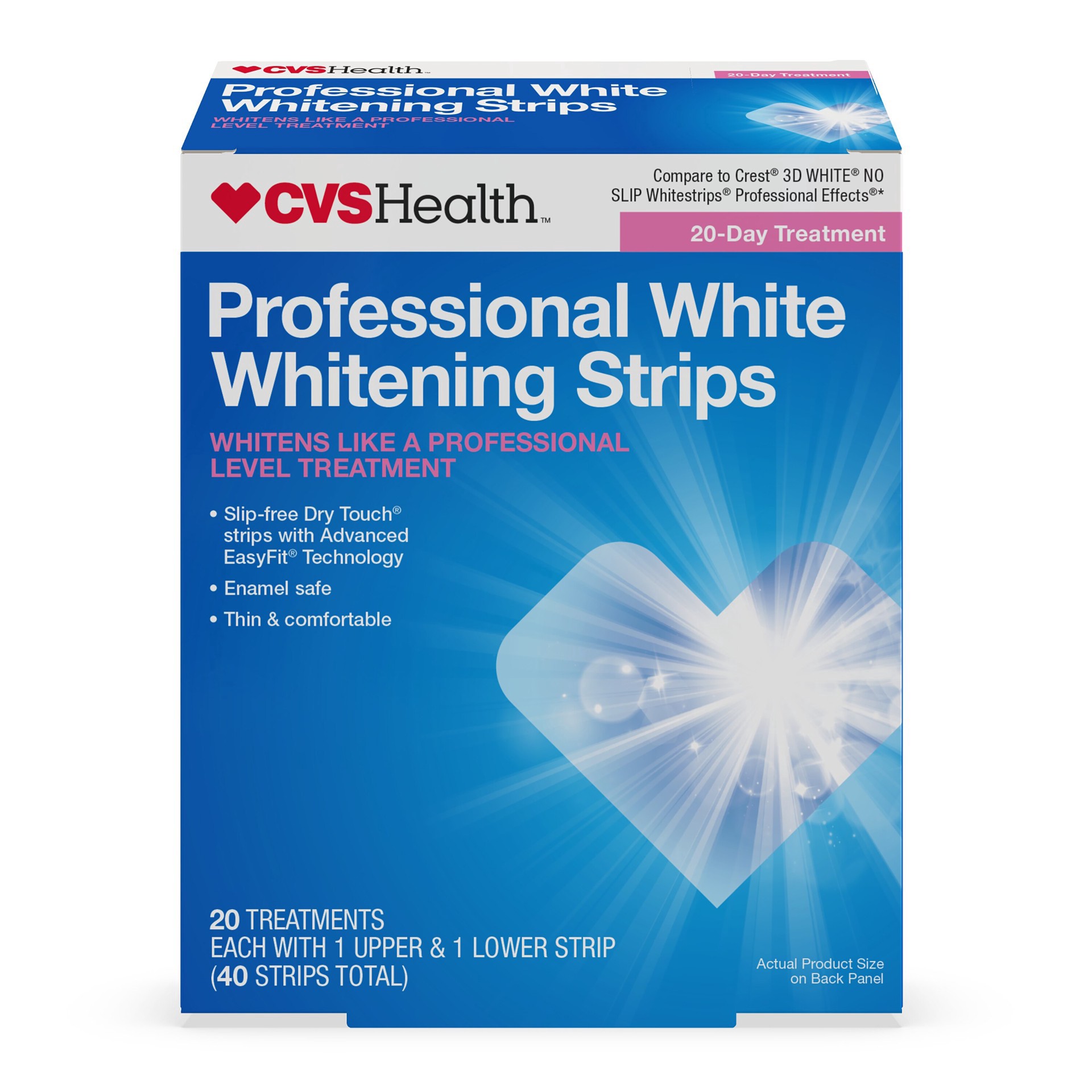 slide 1 of 1, CVS Health Professional White Teeth Whitening Strips, 20 Treatments, 20 ct