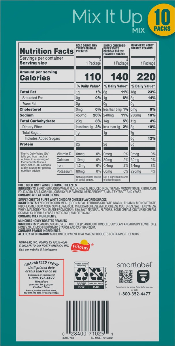 slide 8 of 9, Frito-Lay Snacks Mix It Up Mix Variety 10 5/8 Oz 10 Count, 10 ct