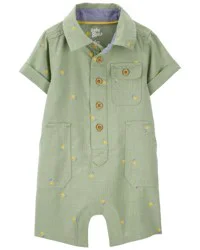 Oshkosh Baby Lemon Print Button-Front Romper Olive 18M