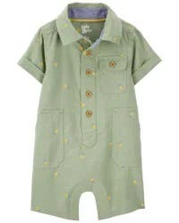 Oshkosh Baby Lemon Print Button-Front Romper Olive 18M