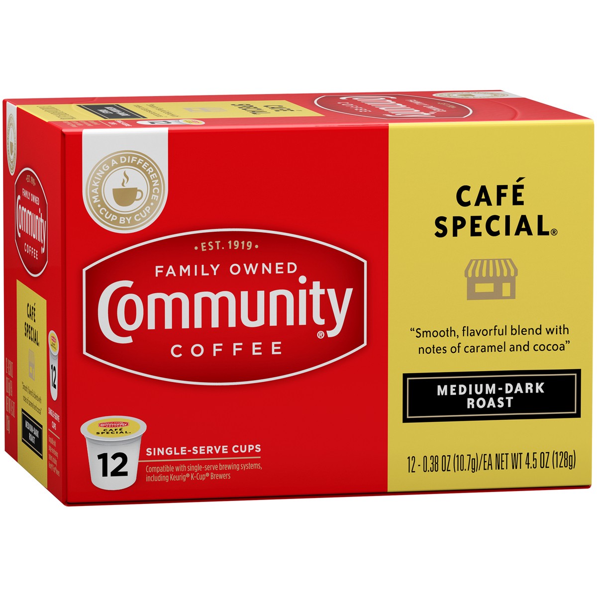 slide 7 of 13, Community Coffee Coffee Cafe Special Medium-Dark Roast Coffee Single-Serve Cups - 4.5 oz, 12 ct