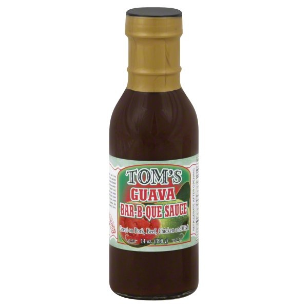 slide 1 of 1, Tom's Toms Guava Bbq Sauce, 14 oz