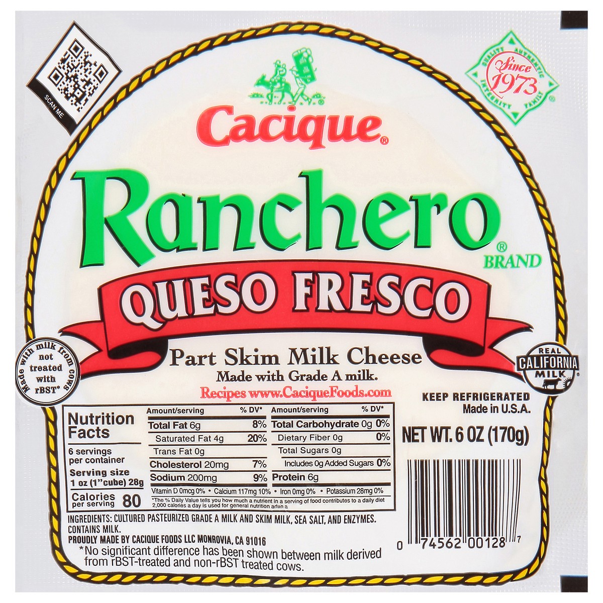 slide 1 of 12, Cacique Ranchero Queso Fresco, 6 oz