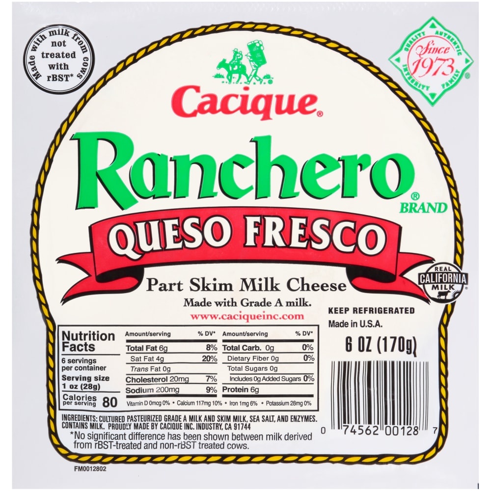 slide 1 of 1, Cacique Ranchero Queso Fresco, 6 oz