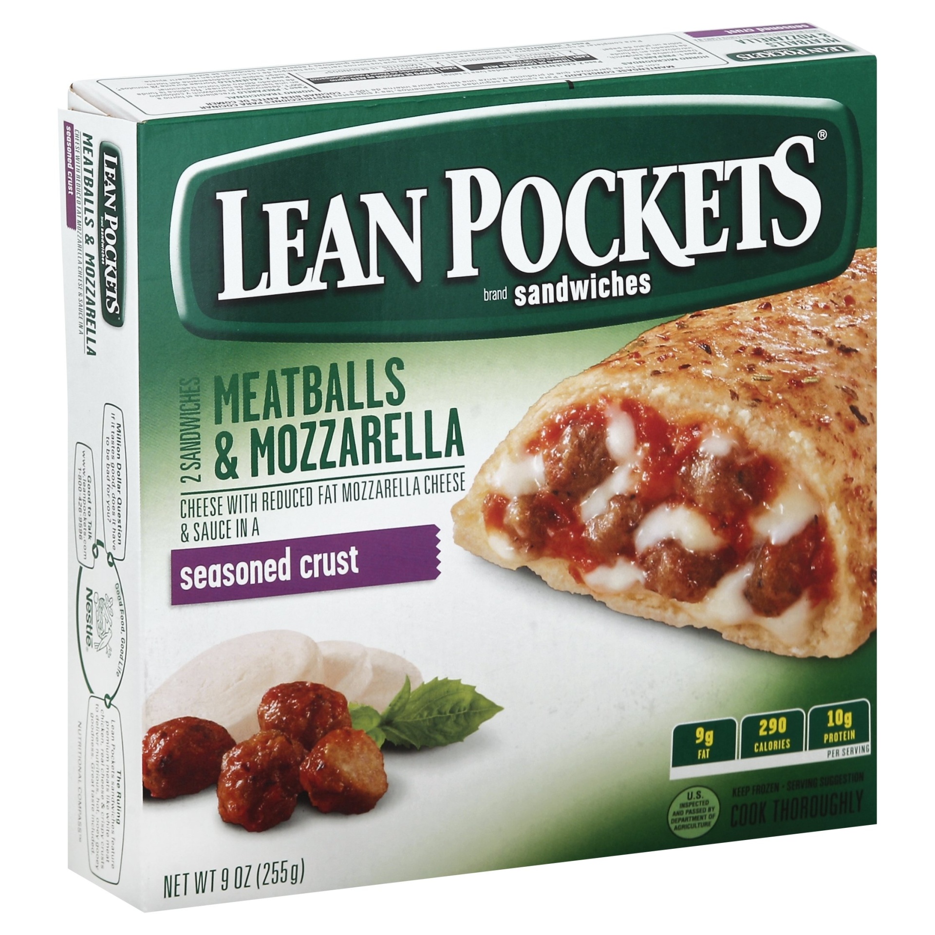 slide 1 of 9, Lean Pockets Frozen Sandwiches Meatballs & Mozzarella 2-Pack, 2 ct; 4.5 oz