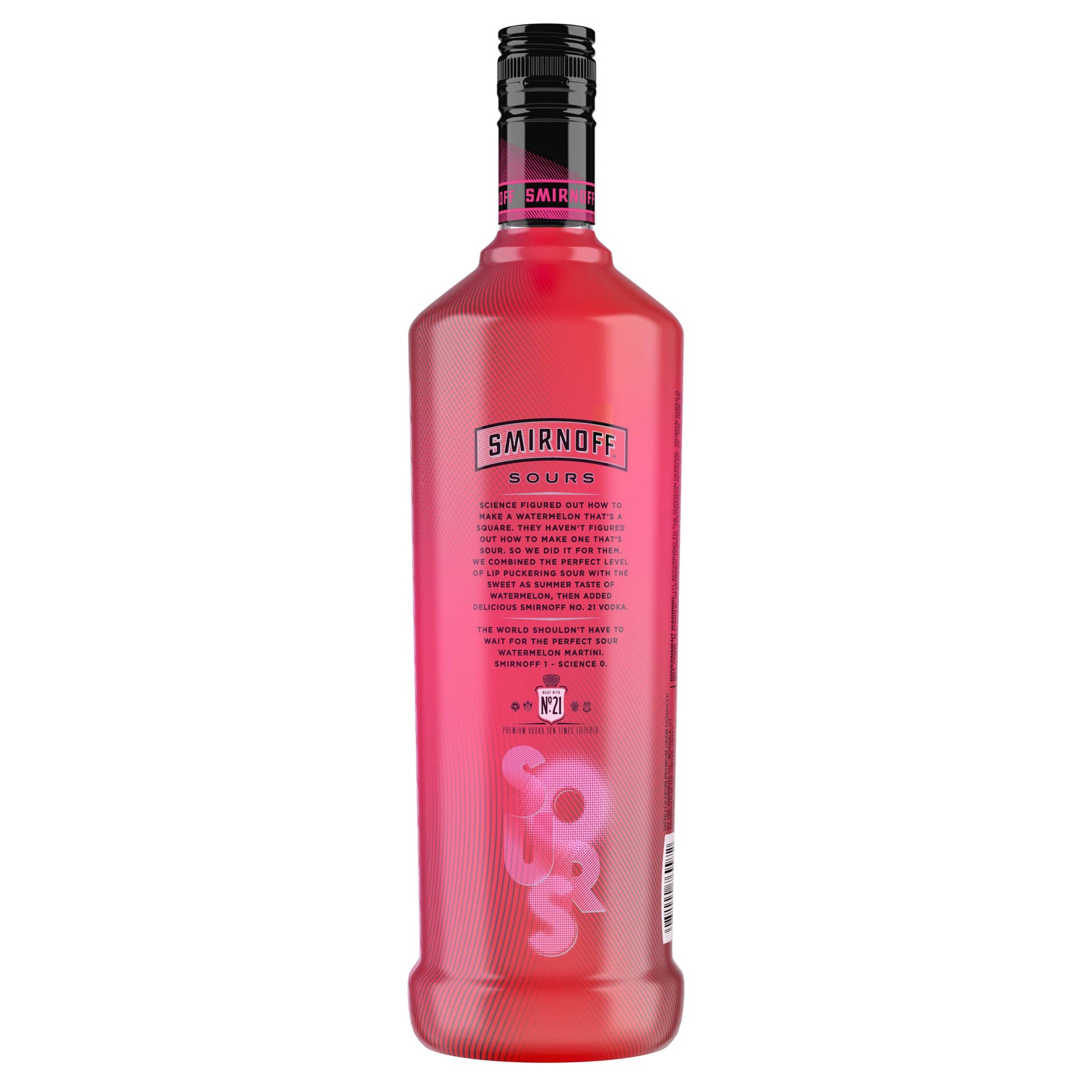 slide 2 of 5, Smirnoff Sours Watermelon (Vodka Infused with Natural Flavors) - 1 L Bottle, 1 liter