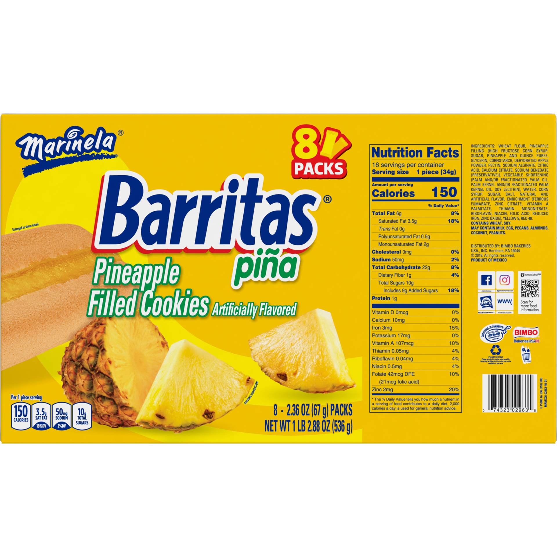 Marinela Barritas Pina Pineapple Bars / 1 lb 2.07 oz Shipt
