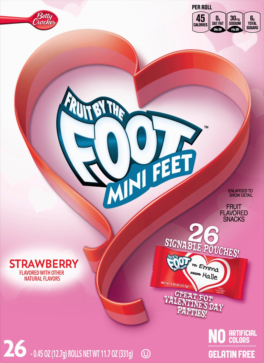 slide 8 of 10, Fruit by the Foot Mini Feet Strawberry Fruit Flavored Snacks 26 ea, 26 ct