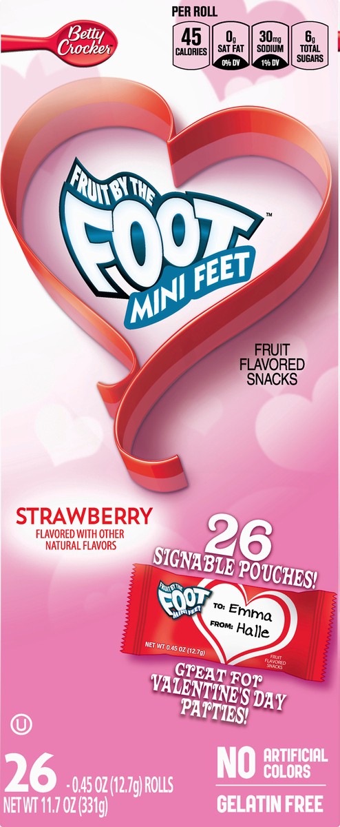 slide 9 of 10, Fruit by the Foot Mini Feet Strawberry Fruit Flavored Snacks 26 ea, 26 ct