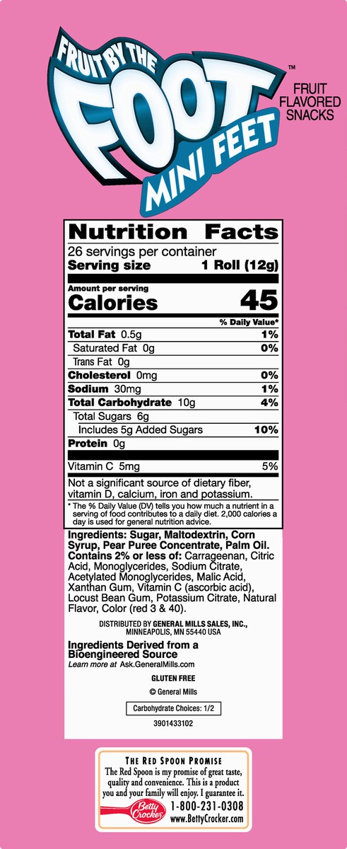 slide 10 of 10, Fruit by the Foot Mini Feet Strawberry Fruit Flavored Snacks 26 ea, 26 ct