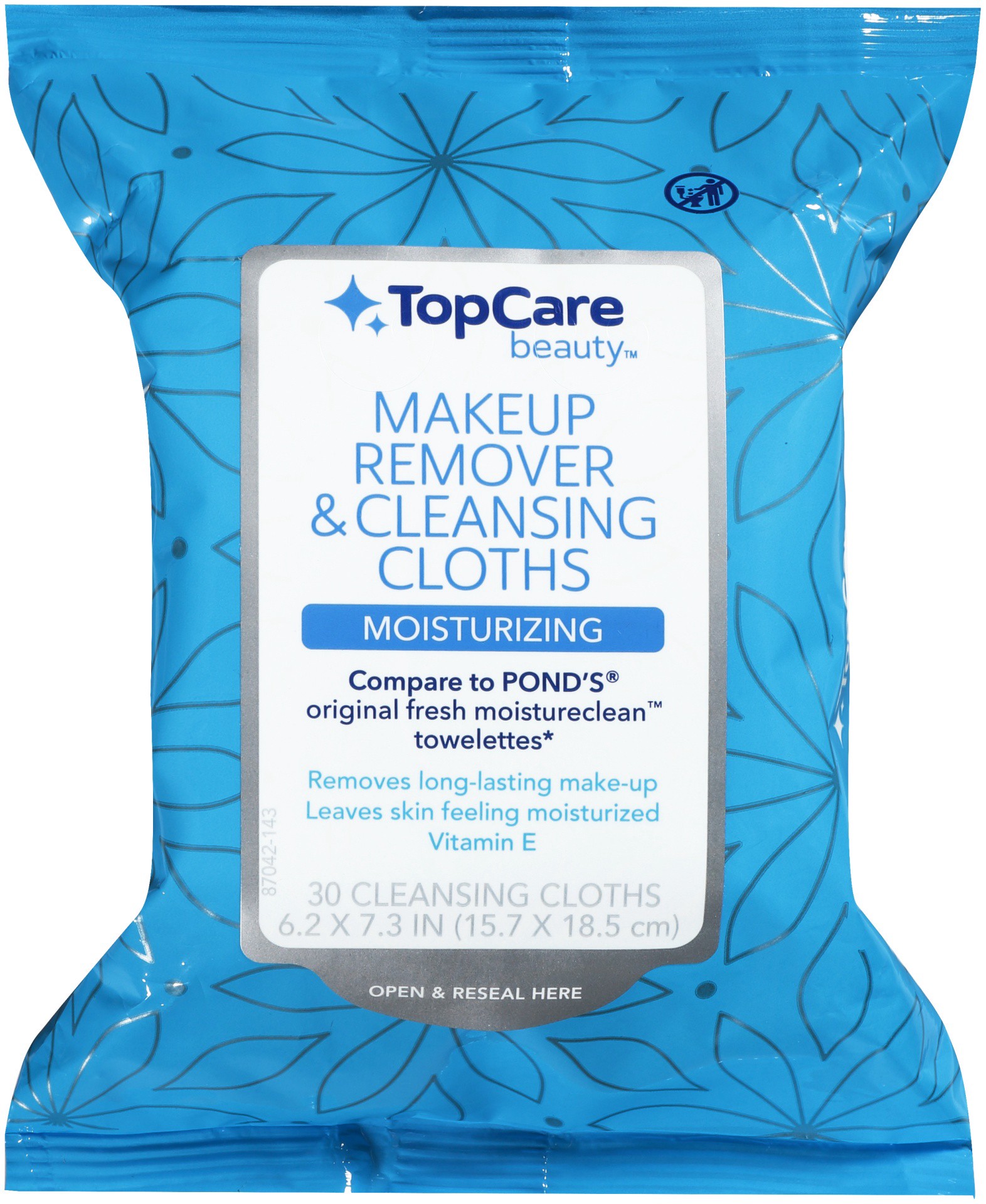slide 1 of 6, TopCare Moisturizing Makeup Remover & Cleansing Cloths, 30 ct