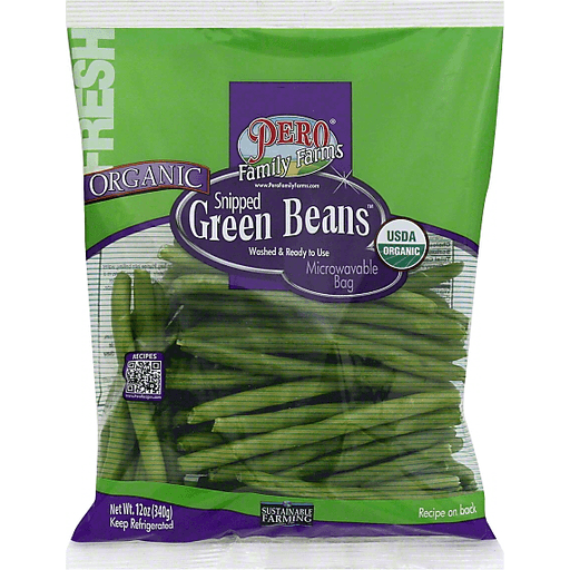 slide 3 of 3, Pero Family Farms Organic Snipped Green Beans, 12 oz