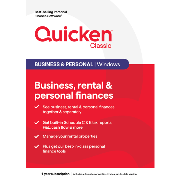 slide 1 of 5, Quicken® Classic Business & Personal, 1-Year Subscription, Windows®, Product Key, 1 ct