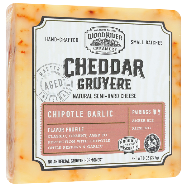 slide 1 of 1, Wood River Creamery Chipotle Garlic Cheddar - 8 oz, 8 oz