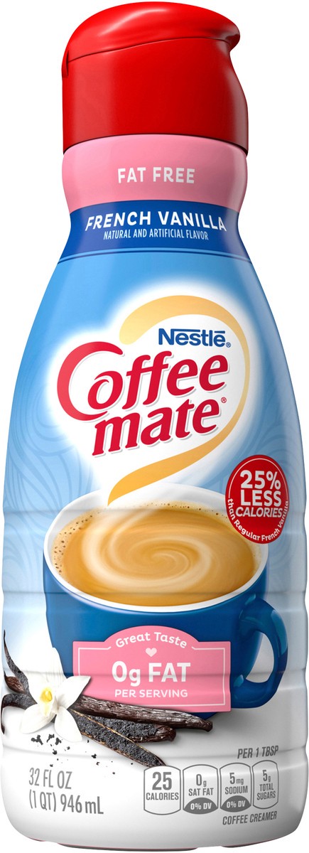 slide 4 of 7, Coffee mate French Vanilla Fat Free Liquid Coffee Creamer, 32 oz