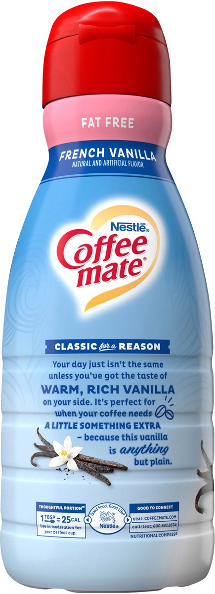 slide 5 of 7, Coffee mate French Vanilla Fat Free Liquid Coffee Creamer, 32 oz