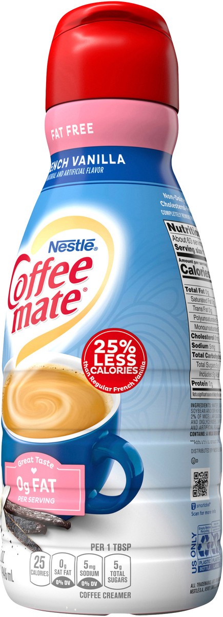 slide 6 of 7, Coffee mate French Vanilla Fat Free Liquid Coffee Creamer, 32 oz