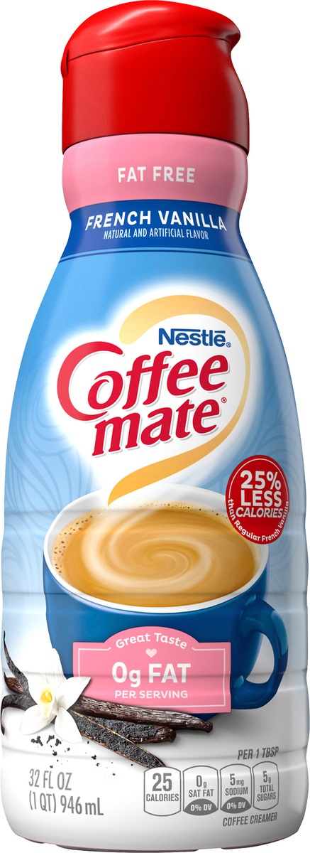 slide 7 of 7, Coffee-Mate Fat Free French Vanilla Creamer, 32 oz