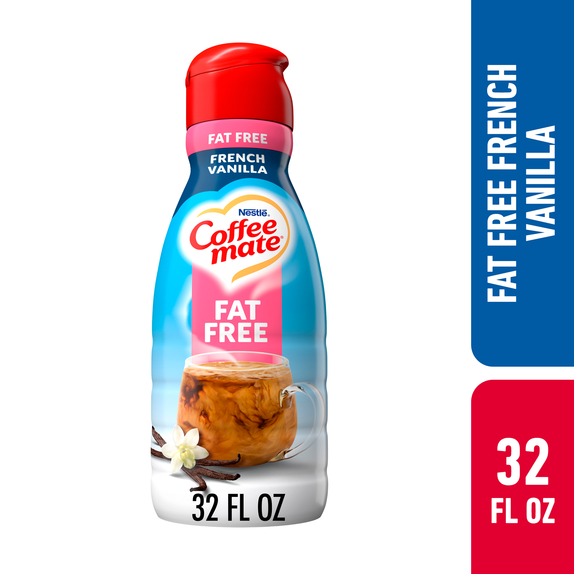 slide 1 of 7, Coffee mate French Vanilla Fat Free Liquid Coffee Creamer, 32 oz