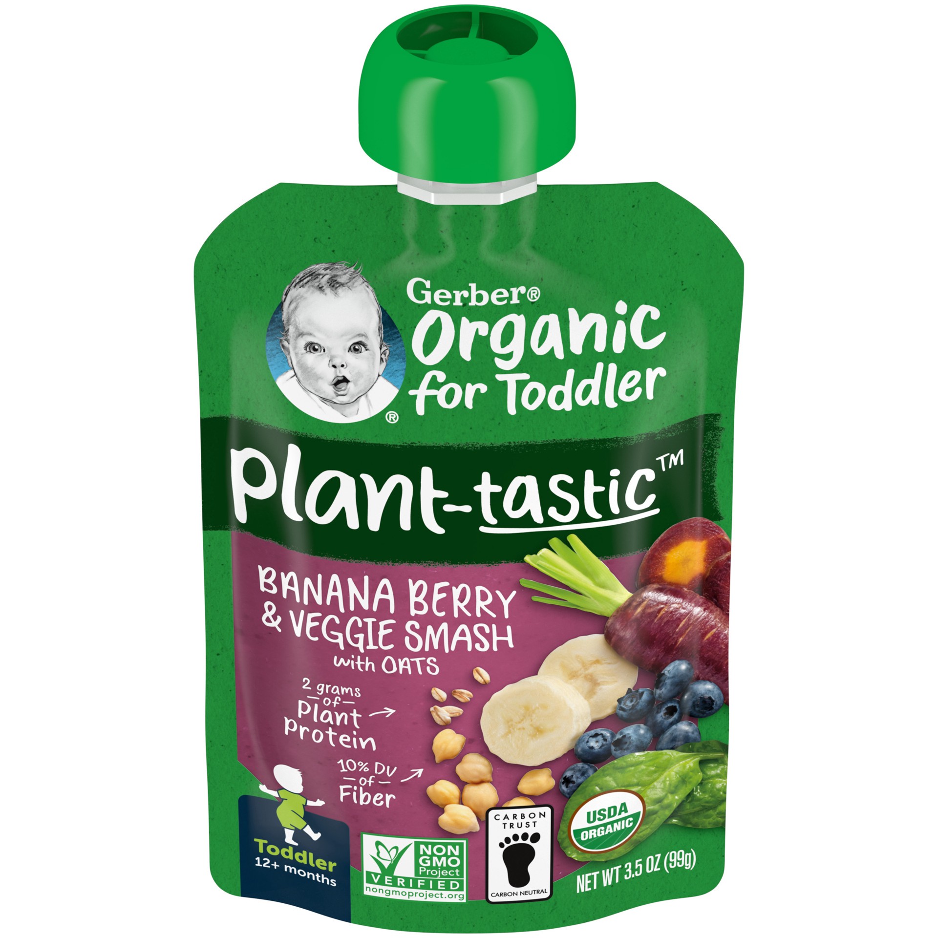 Gerber Plantastic Toddler Banana Berry Veg Smash Baby Snacks Pouch - 3 ...