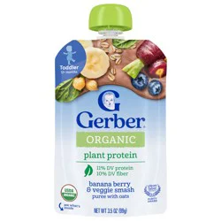 Gerber Toddler Baby Food, Banana Berry and Veggie Smash, 3.5 oz Puree Pouch