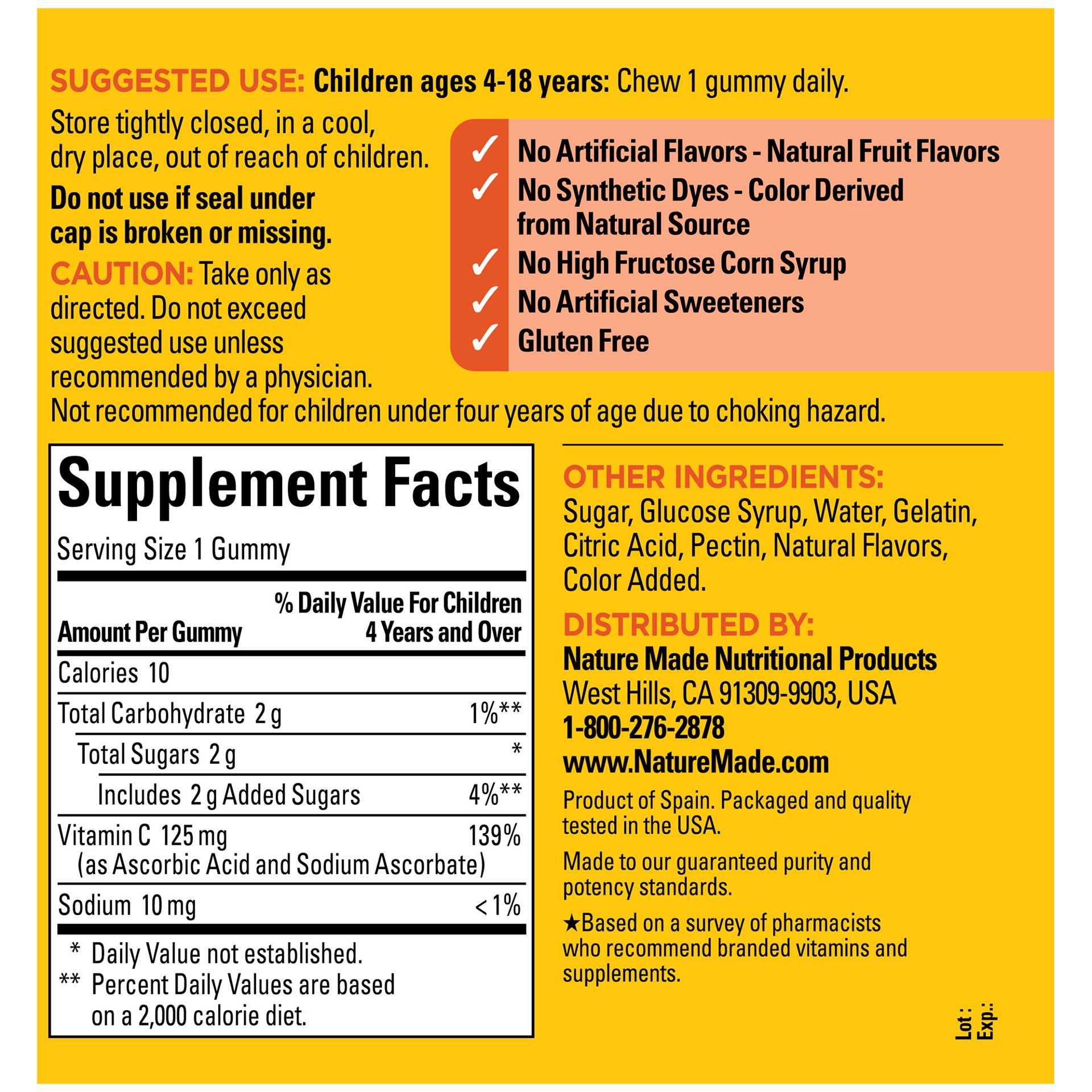 slide 2 of 8, Nature Made Kids First Vitamin C Gummies, Dietary Supplement for Immune Support, 110 Gummies, 110 Day Supply, 110 ct