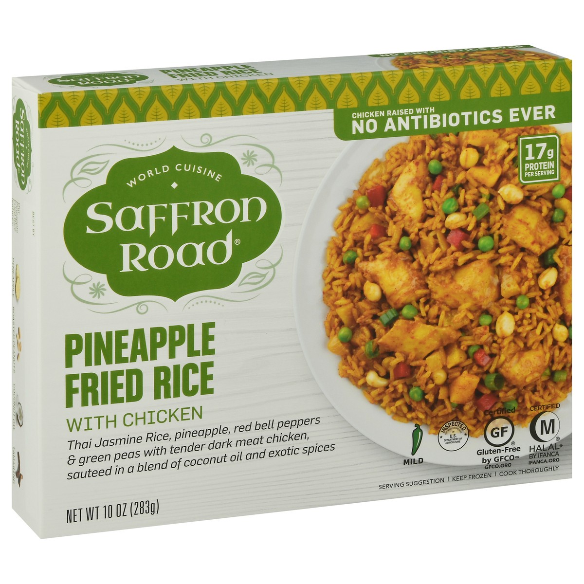 slide 2 of 9, Saffron Road Mild Pineapple Fried Rice with Chicken 10 oz, 10 oz