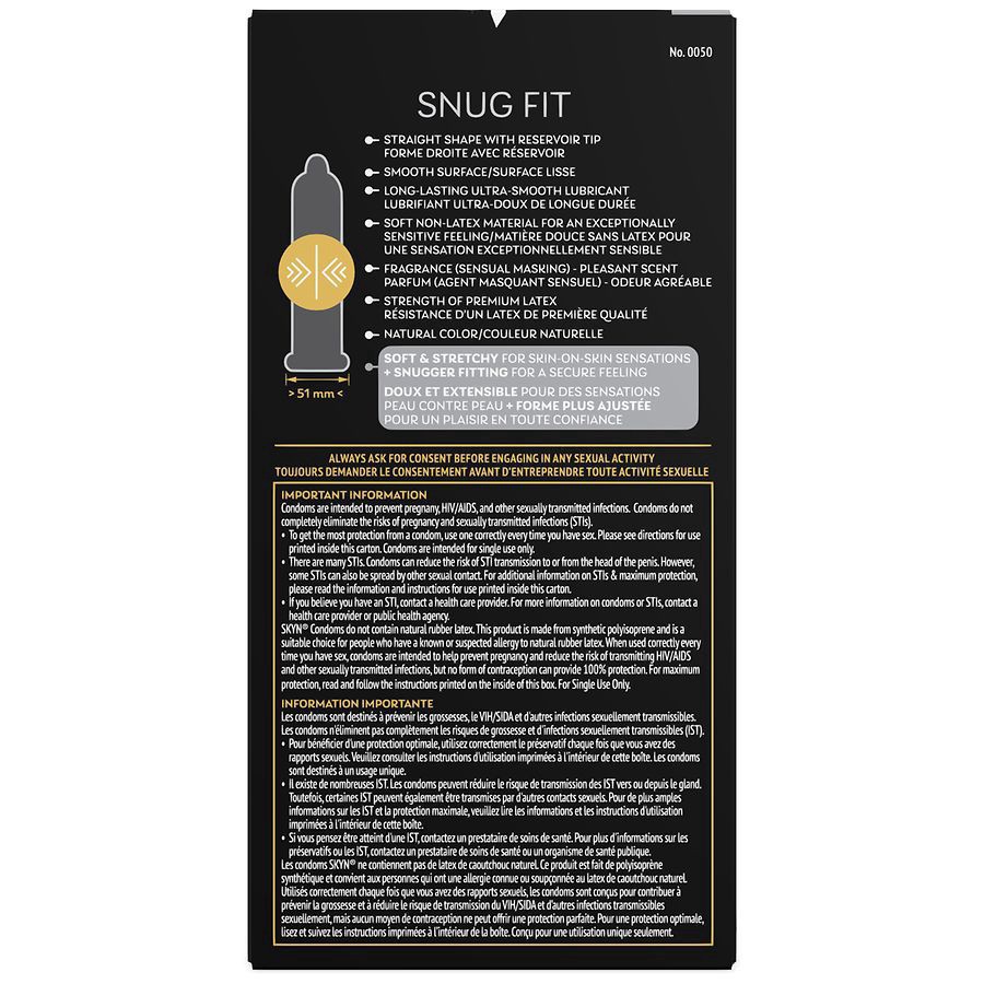 slide 3 of 4, SKYN Snug Fit Lubricated Non-Latex Condoms 12 Each, 12 ct