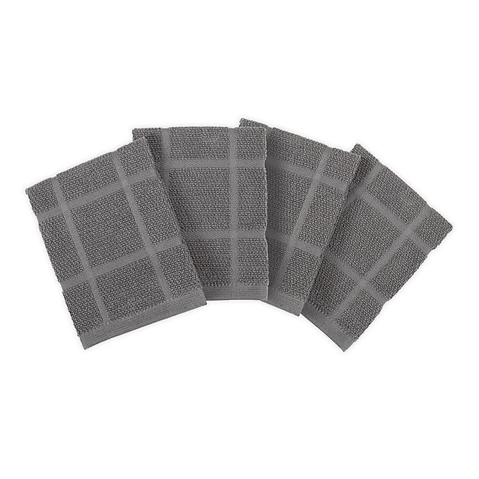 slide 1 of 3, KitchenSmart Colors Solid Dish Cloths - Grey, 4 ct