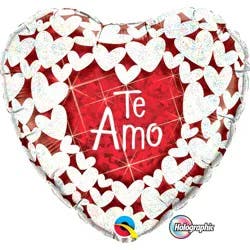 Holographic Te Amo Glitter Hearts 18 foil balloon