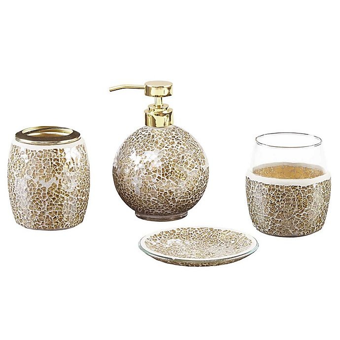 slide 1 of 5, Madison Park Mosaic Bath Accessory Set - Gold, 4 ct