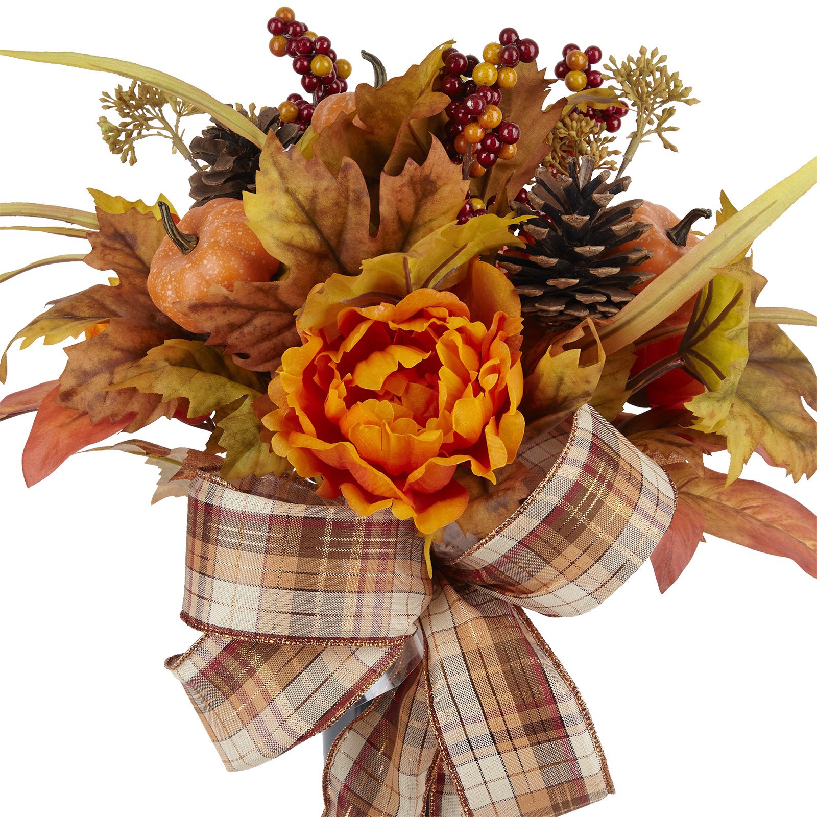 slide 2 of 2, Orange Peony & Pumpkin Remembrance Cone By Ashland, 12 in x 12 in x 21 in