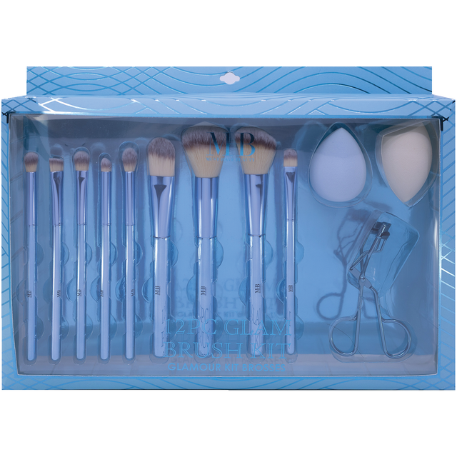 slide 1 of 1, Must Have Beauty 12pc Glam Brush Collection - Blue, 12 pc