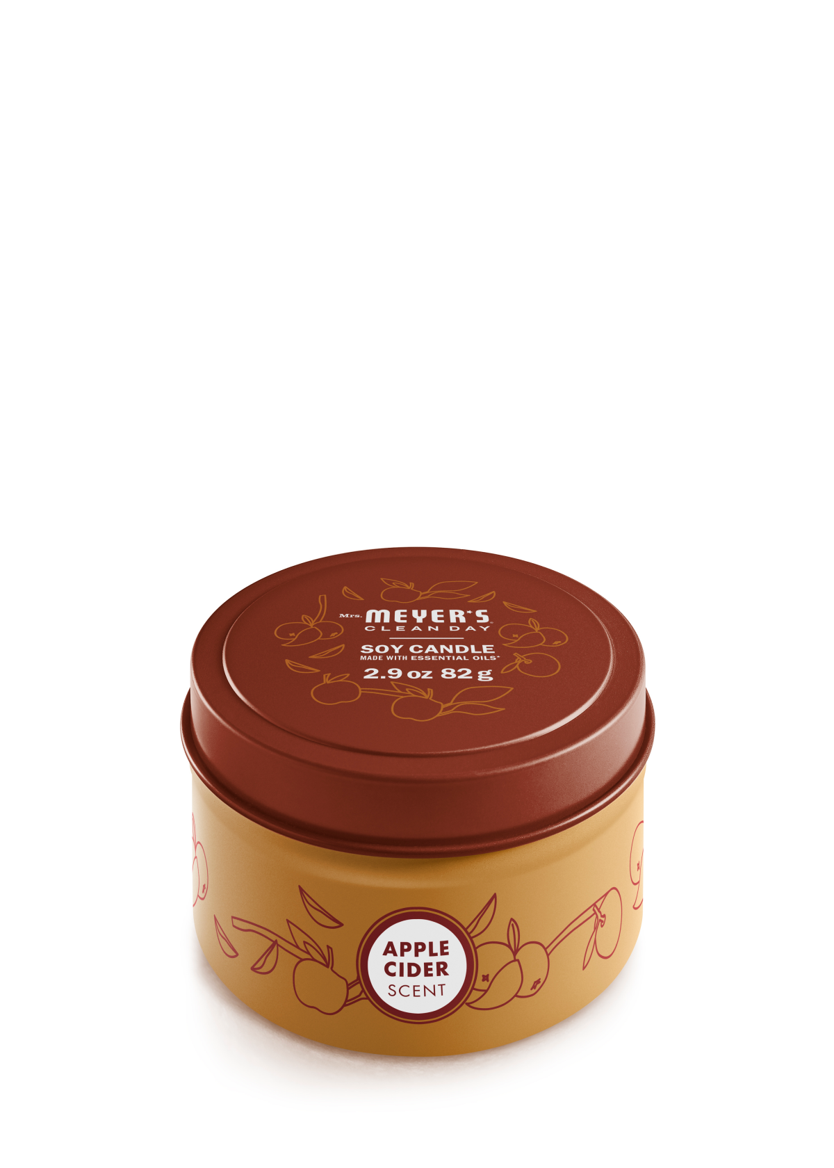 slide 1 of 5, Mrs. Meyer's Mrs. Meyer''s Clean Day Scented Soy Candle, Tin Candle, Apple Cider Scent, 2.9 oz, 2.9 oz